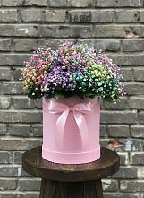 Цветочная композиция из Гипсофила и Розы в шляпной коробке #REPLACE_PRED# Цоци-Юрте