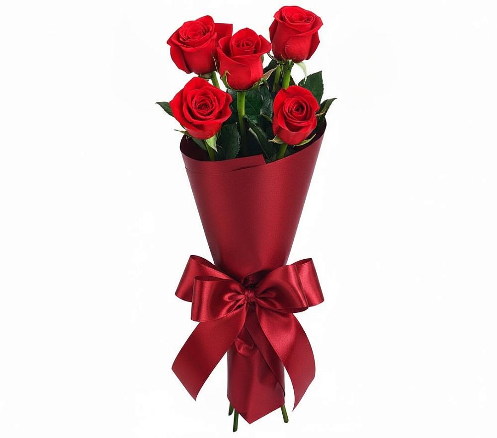 Букет 5 Красных роз Эдлесс Лав в Цоци-Юрте