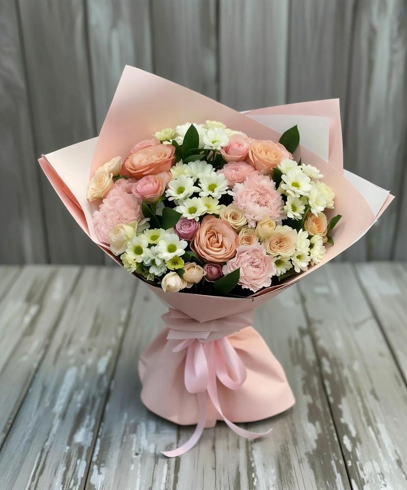 Букет цветов из: Гвоздики, Розы и Хризантемы в Цоци-Юрте