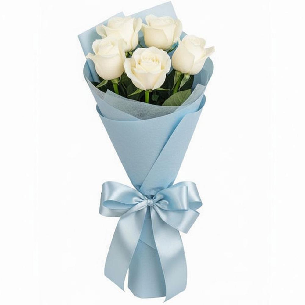 Букет 5 Белых роз Проуд в Цоци-Юрте