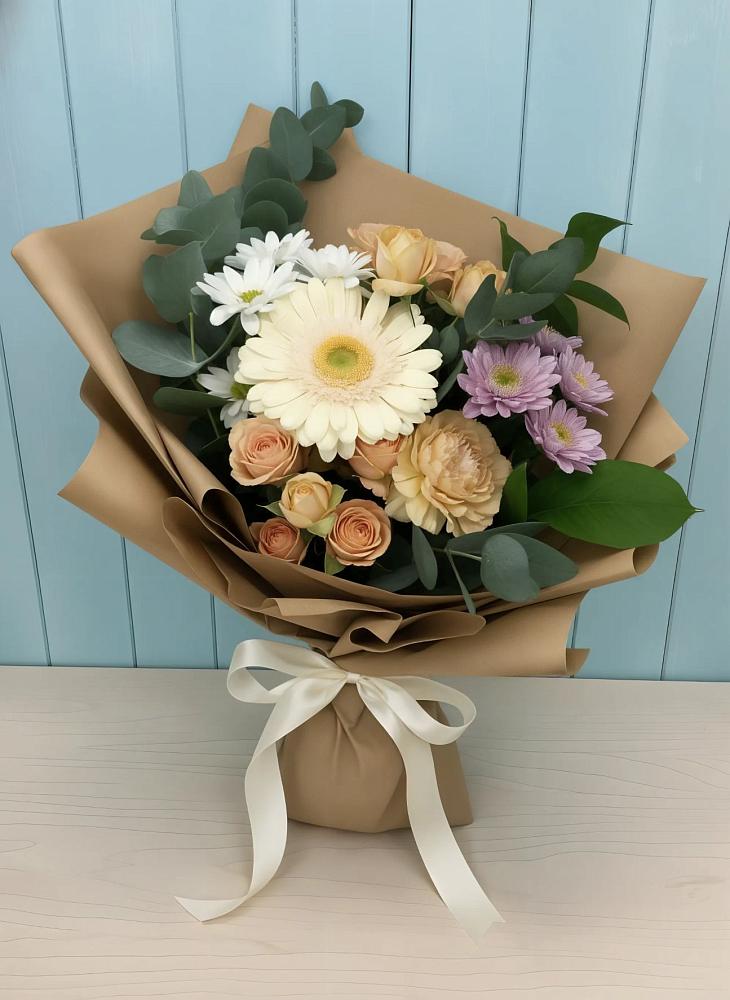 Букет цветов из: Герберы и Хризантемы в Цоци-Юрте