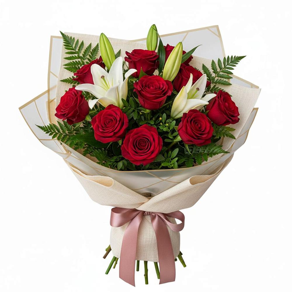 Букет цветов из: Лилии и Розы в Цоци-Юрте