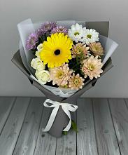 Букет цветов из:  Розы, Герберы и Хризантемы #REPLACE_PRED# Цоци-Юрте