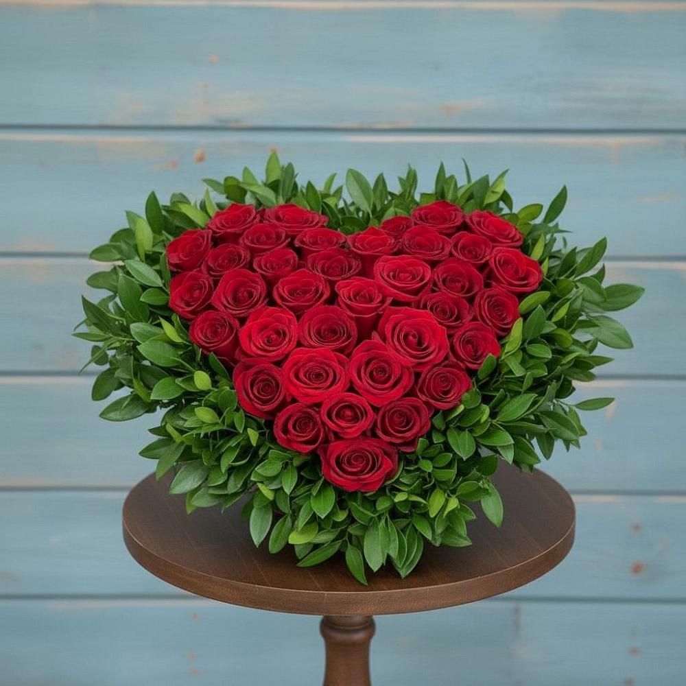 Цветочная композиция из Розы в виде сердца в Цоци-Юрте