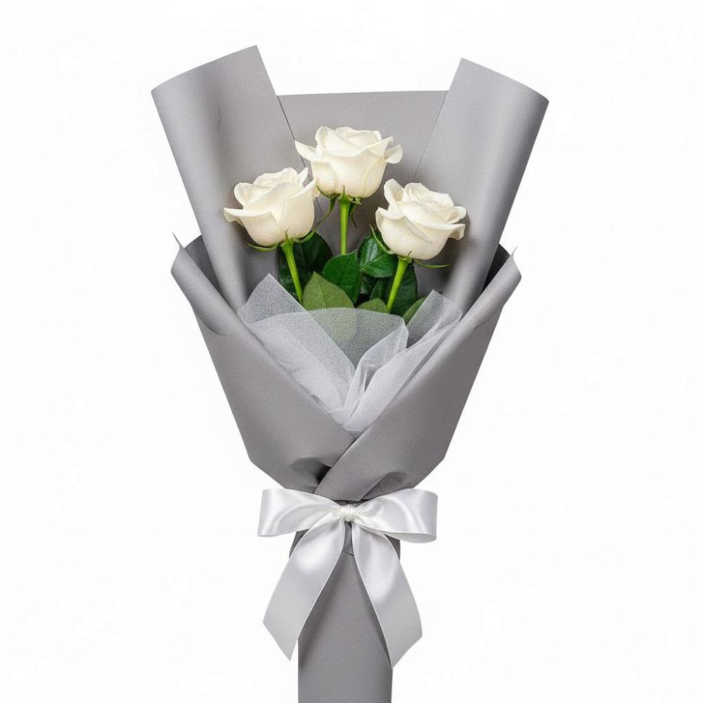 Букет 3 белые розы в Цоци-Юрте
