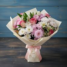 Букет цветов из:  Хризантемы, Альстромерии и Розы в Цоци-Юрте