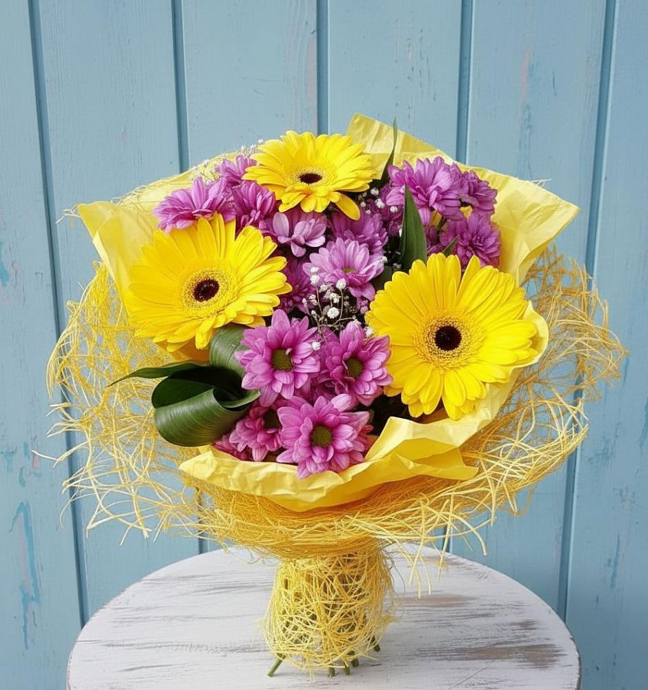 Букет цветов из: Хризантемы и Герберы в Цоци-Юрте