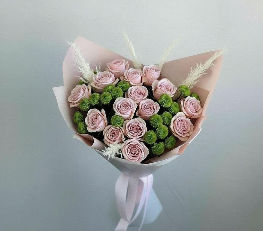 Букет цветов из: Розы и Хризантемы в Цоци-Юрте