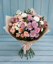 Букет цветов из:  Хризантемы, Розы и Альстромерии в Цоци-Юрте