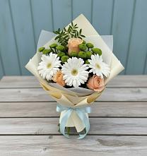 Букет цветов из:  Герберы, Розы и Хризантемы в Цоци-Юрте