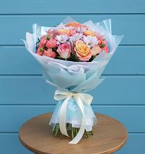 Букет цветов из:  Хризантемы и Розы в Цоци-Юрте