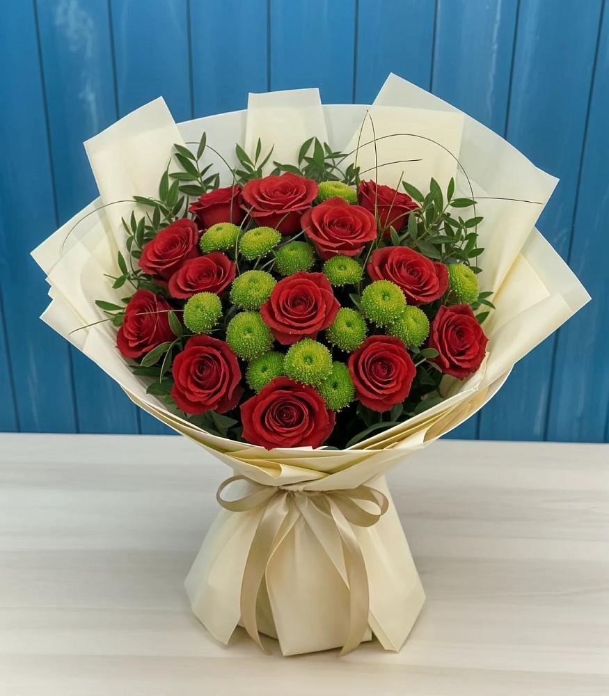 Букет цветов из: Розы и Хризантемы в Цоци-Юрте