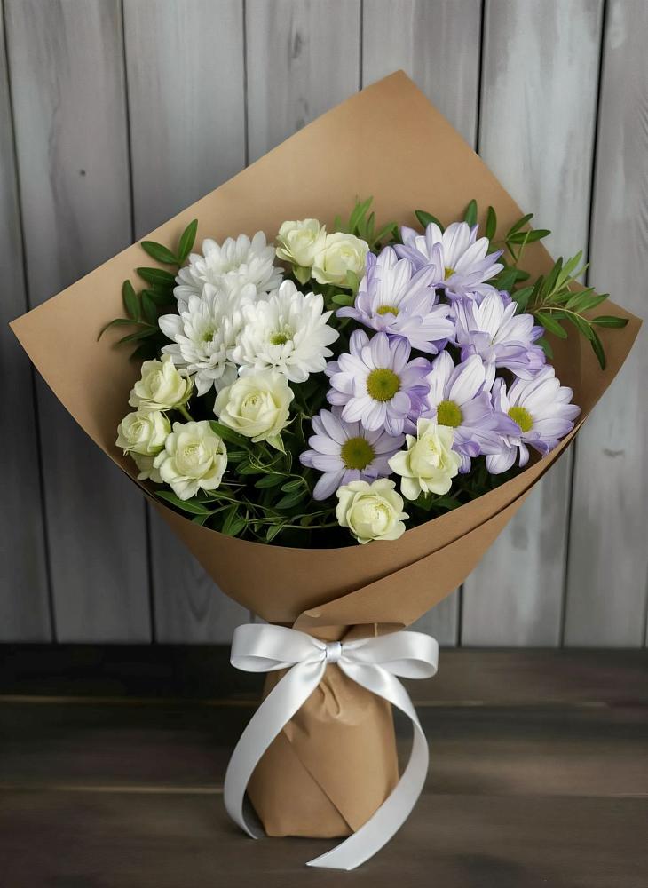 Букет цветов из: Хризантемы и Розы в Цоци-Юрте